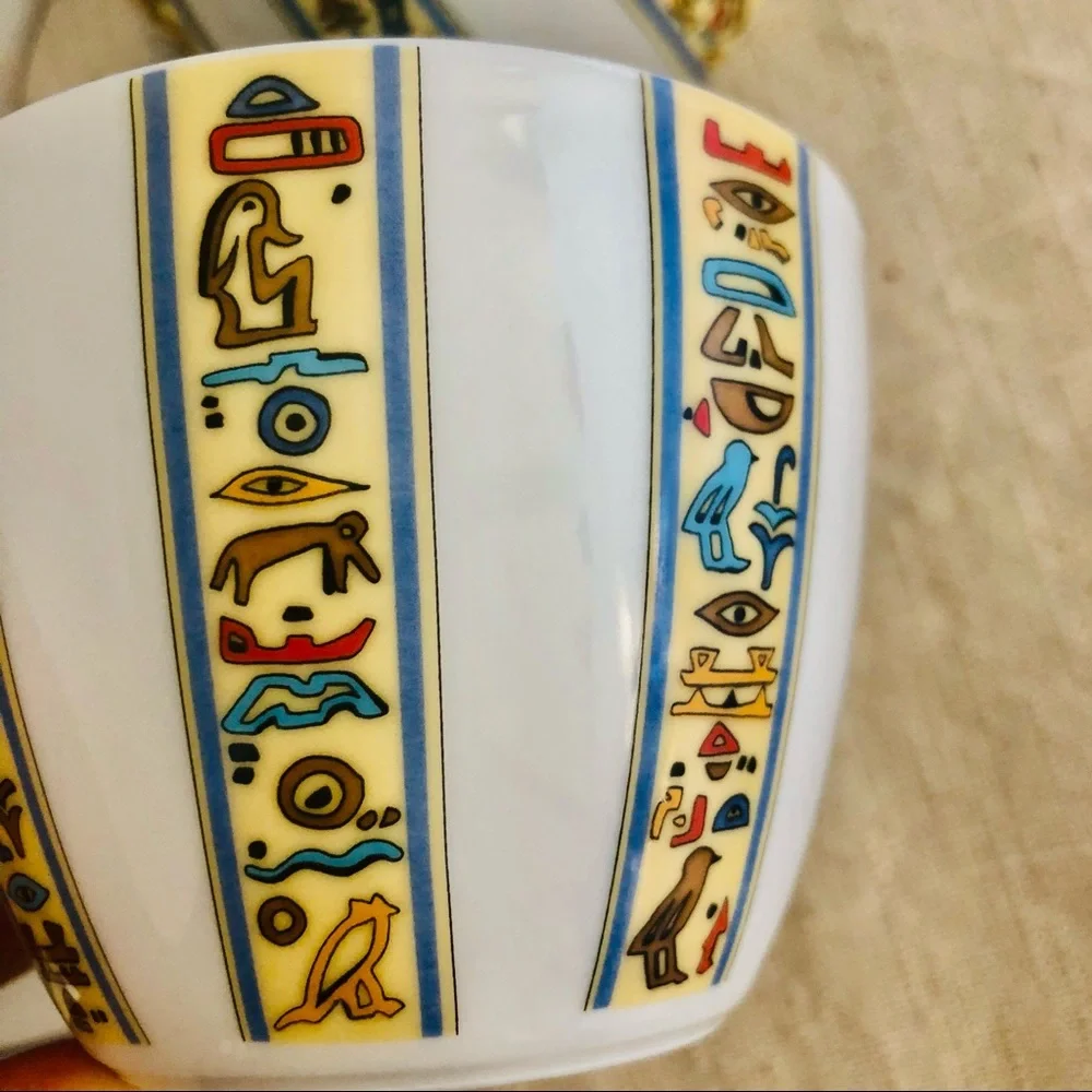8 Eschenbach porcelain cups /Egyptian Hieroglyphs